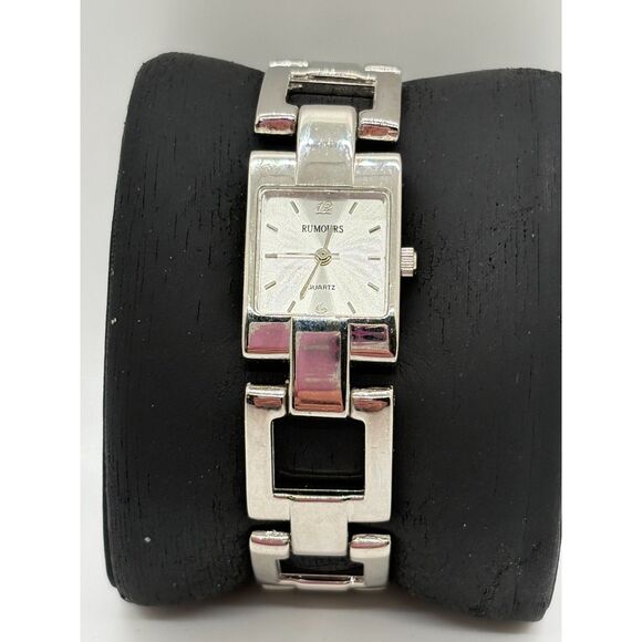 Rumors Square Silver-Tone Watch with Metal Chain Band – Battery Needed - Picture 1 of 3